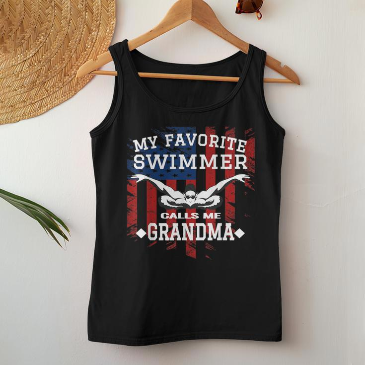 Swim Grandma Us American Flag Swimming Women Tank Top Unique Gifts