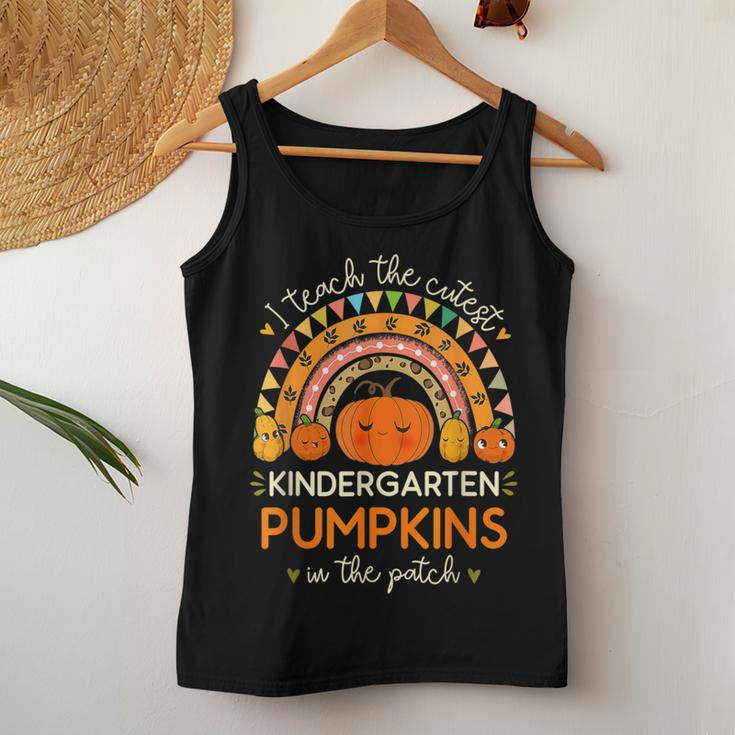 I Teach The Cutest Kindergarten Pumpkin Halloween Teacher Women Tank Top Funny Gifts