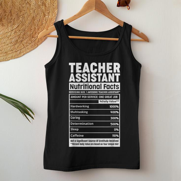 Teacher Assistant Nutritional Fact Teacher Elementary School Women Tank Top Unique Gifts