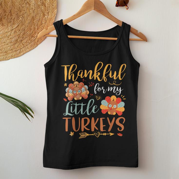 Teachers Thanksgiving Fall Thankful For My Little Turkey Women Tank Top Funny Gifts