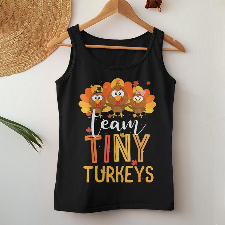 Team Tiny Turkeys Nurse Turkey Thanksgiving Fall Nicu Nurse Women Tank Top Funny Gifts