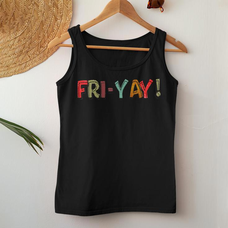 Tgif Happy Fri-Yay Friday Lovers Colorful Weekend Teacher Women Tank Top Unique Gifts