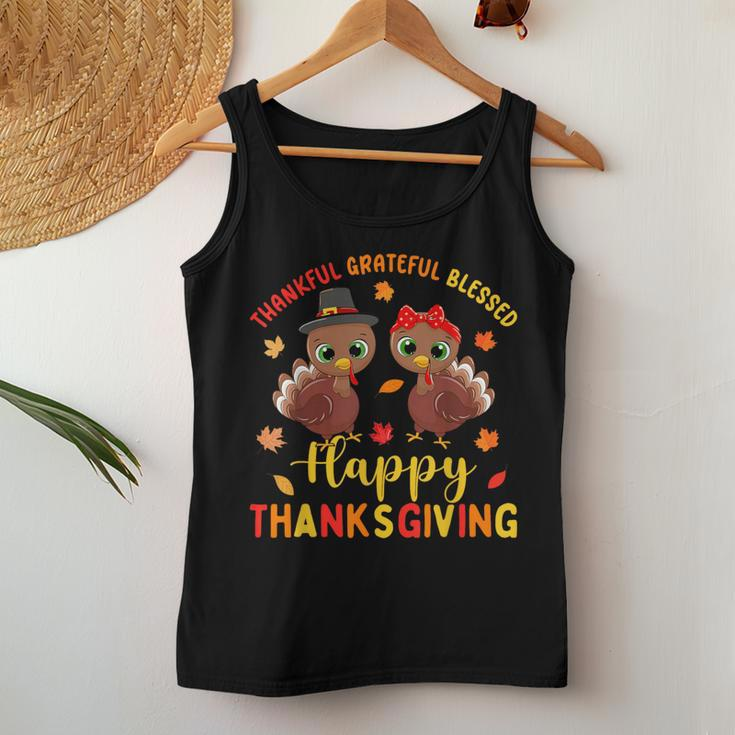 Thankful Grateful Blessed Thanksgiving Turkey Girls Women Tank Top Personalized Gifts