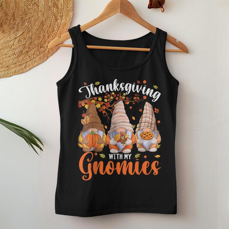 Thanksgiving With My Gnomies Fall Autumn Vibes Gnome Pumpkin Women Tank Top Unique Gifts