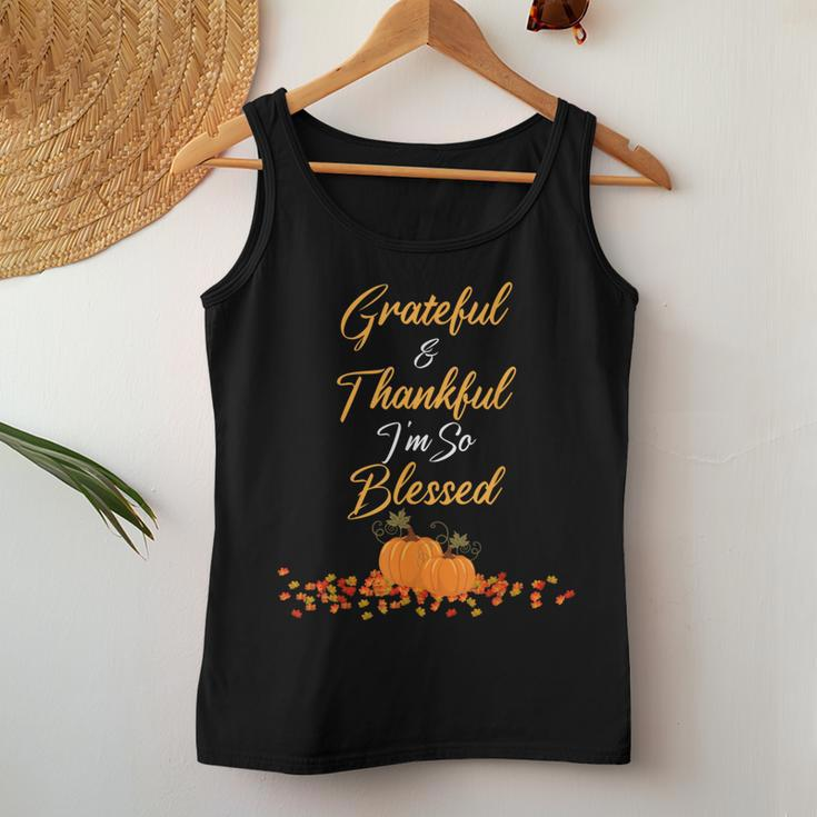 Thanksgiving Grateful Thankful Blessed Teacher Mom Women Tank Top Unique Gifts