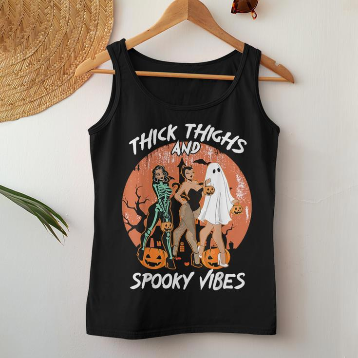 Thick Thighs And Spooky Vibes Halloween Girls Women Tank Top Unique Gifts