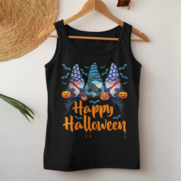 Three Gnomes Happy Halloween Pumpkin Ghost Costume Women Tank Top Personalized Gifts