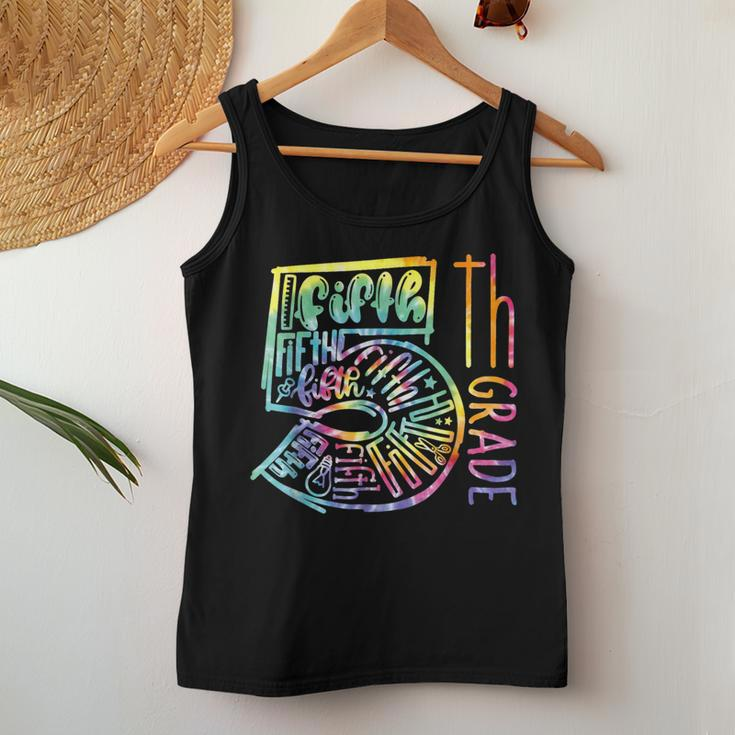 Tie Dye 5Th Grade Typography Squad First Day Of School Women Tank Top Unique Gifts
