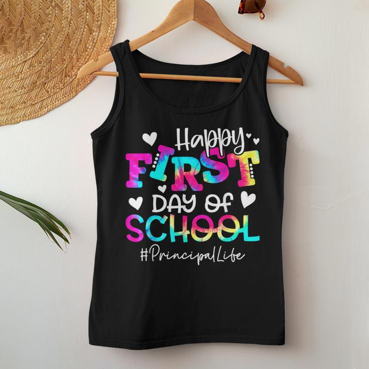 Tie Dye Principal Happy First Day Of School Teacher Women Tank Top Funny Gifts