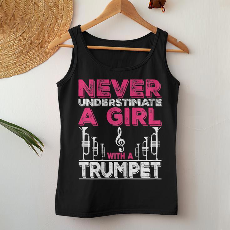 Trumpet Player Never Underestimate A Girl With A Trumpet Women Tank Top Unique Gifts