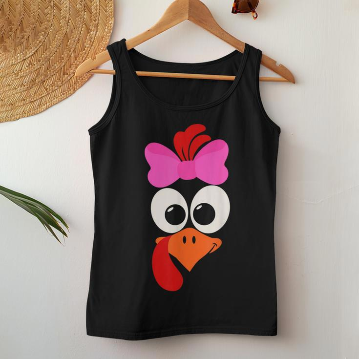 Turkey Face Girl Leopard Bow Thanksgiving Costume Turkey Women Tank Top Funny Gifts