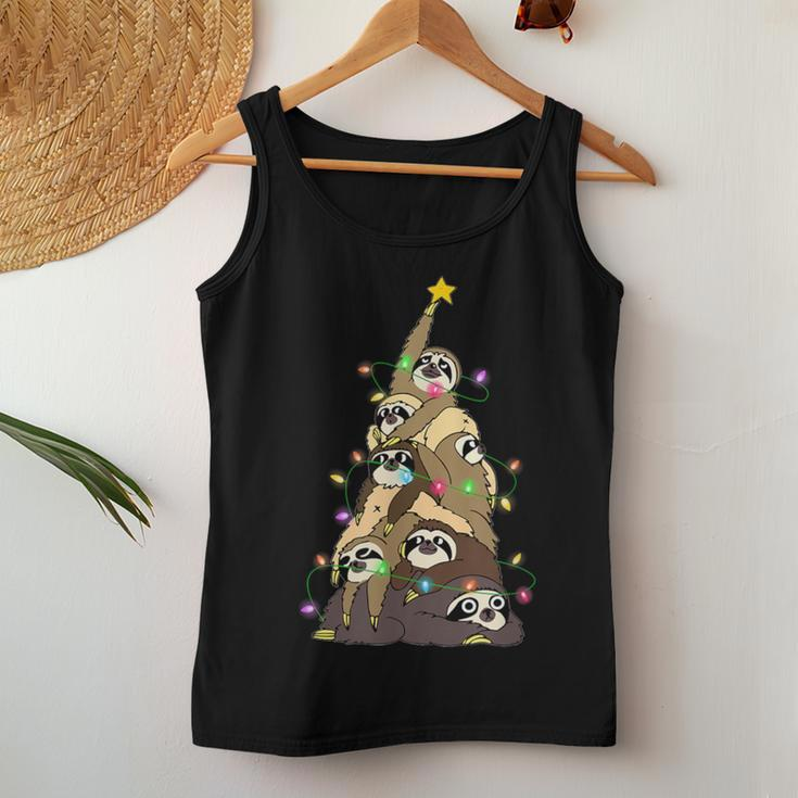 Ugly Christmas Sweater Sloth Tree Christmas Sloth Women Tank Top Unique Gifts