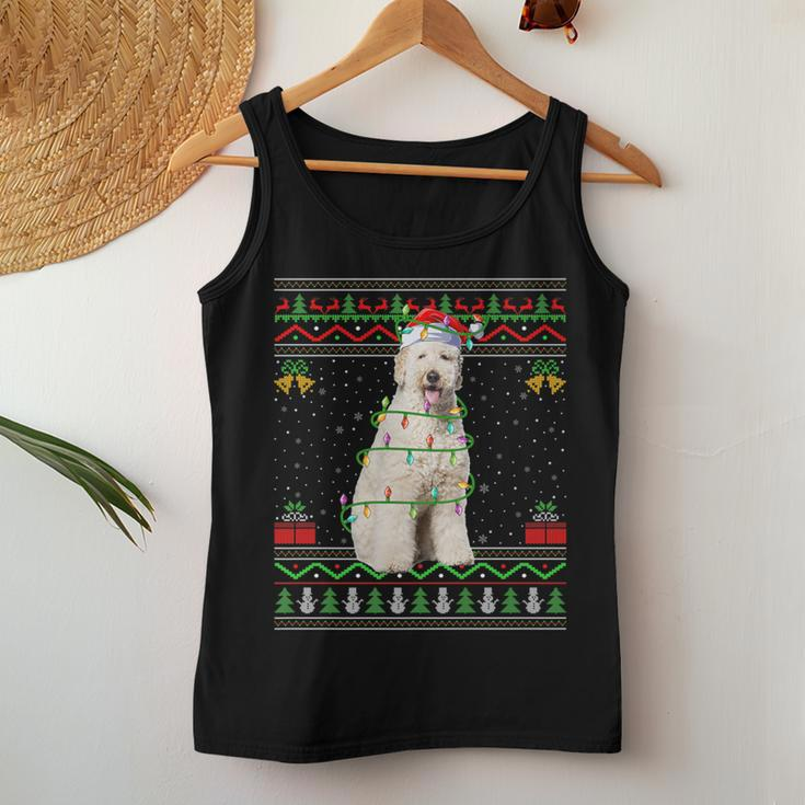 Ugly Xmas Sweater Style Santa Labradoodle Dog Christmas Women Tank Top Funny Gifts