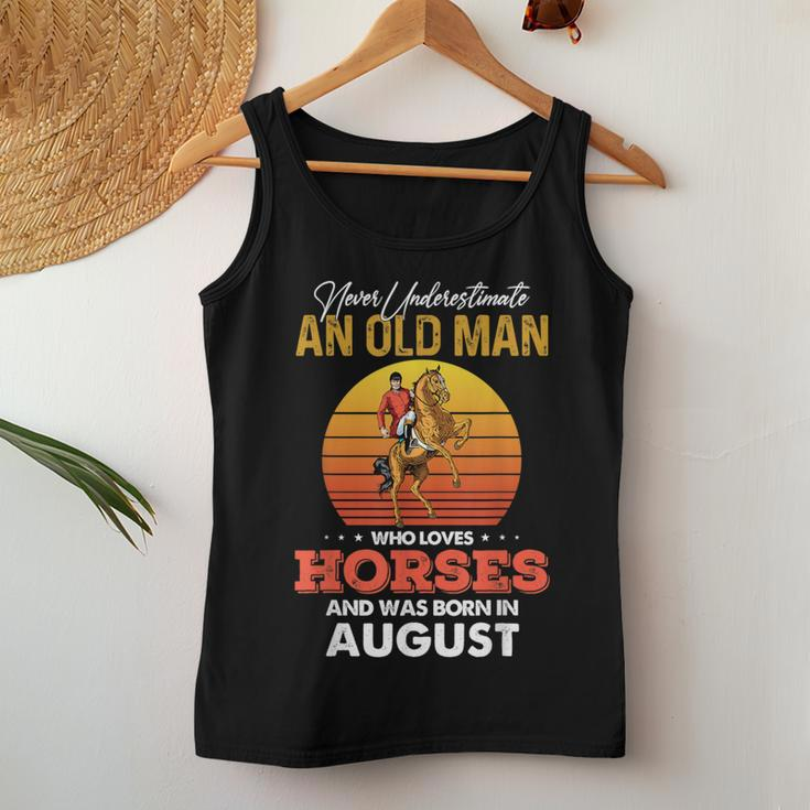 Never Underestimate A August Old Man Who Loves Horses Png Women Tank Top Funny Gifts