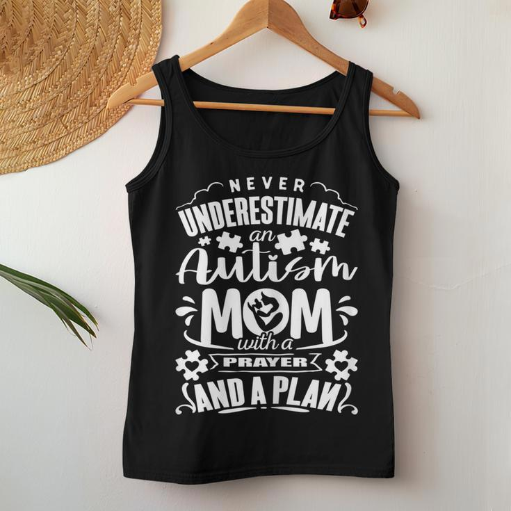 Never Underestimate An Autism Mom With A Prayer And A Plan Women Tank Top Unique Gifts