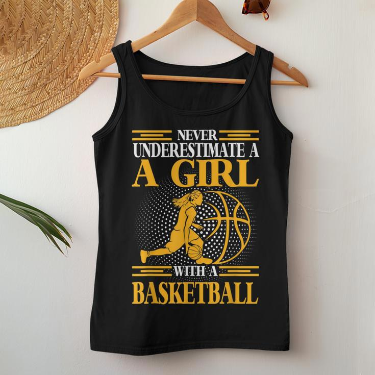 Never Underestimate A Girl With Basketball Sport Women Tank Top Personalized Gifts
