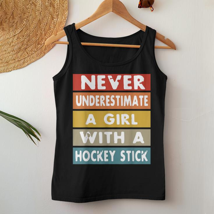Never Underestimate A Girl With A Hockey Stick Women Tank Top Unique Gifts