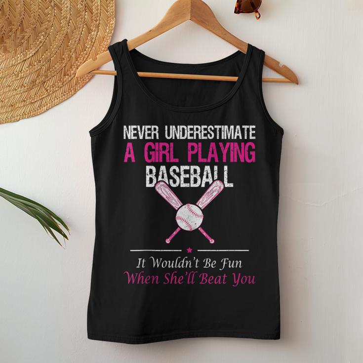 Never Underestimate A Girl Playing Baseball Women Tank Top Unique Gifts