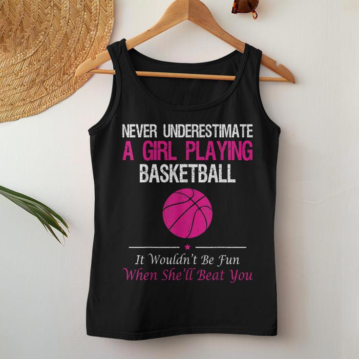 Never Underestimate A Girl Playing Basketball Women Tank Top Unique Gifts