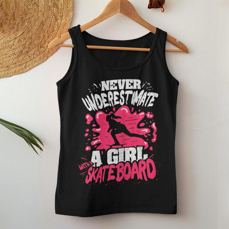 Never Underestimate A Girl With A Skateboard Women Tank Top Unique Gifts