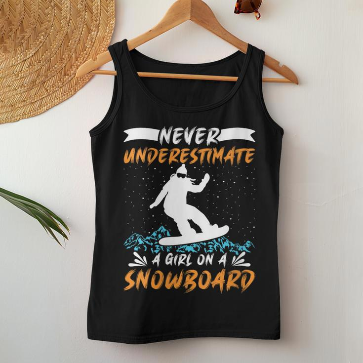 Never Underestimate A Girl On A Snowboard Women Women Tank Top Unique Gifts