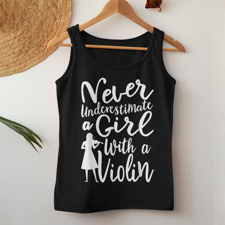 Never Underestimate A Girl With A Violin Cool Quote Women Tank Top Funny Gifts