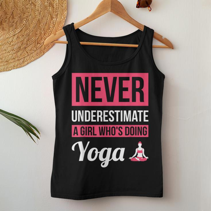 Never Underestimate A Girl Who's Doing Yoga Women Tank Top Unique Gifts