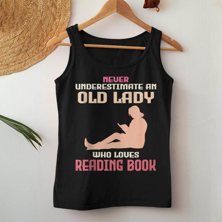 Never Underestimate An Old Lady Who Loves Reading Book Women Tank Top Unique Gifts