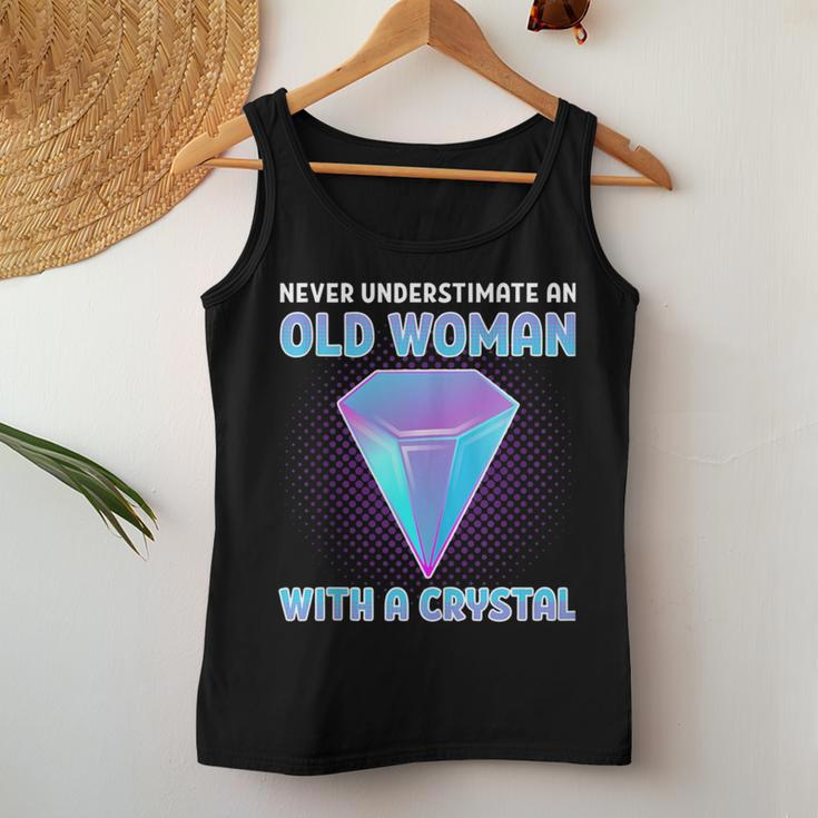 Never Underestimate An Old Woman With A Crystal Crystals Women Tank Top Unique Gifts