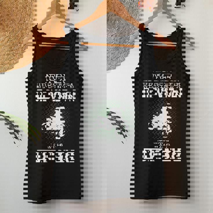 Never Underestimate An Old Woman With A Dirt Bike Womens Old Woman Women Tank Top Unique Gifts