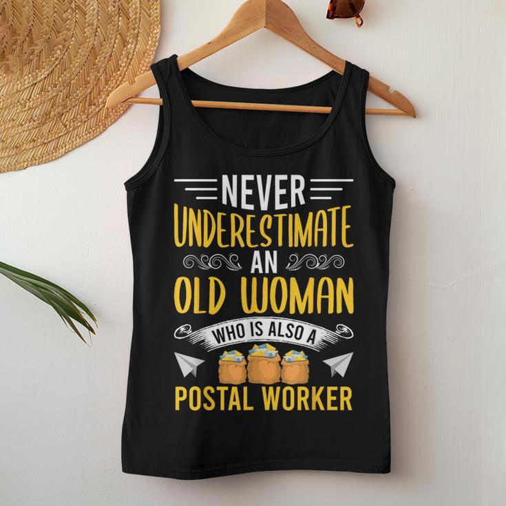 Never Underestimate An Old Woman Also A Postal Worker Women Tank Top Personalized Gifts
