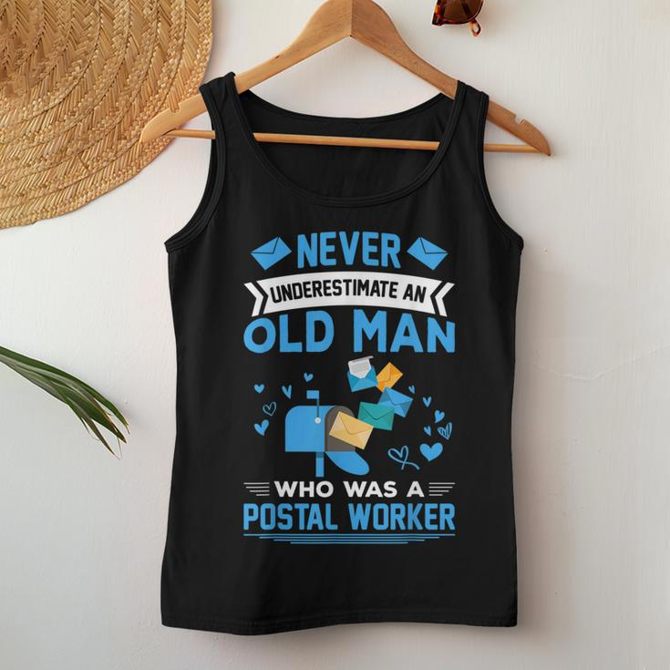 Never Underestimate A Postal Worker Retired Retirement Women Tank Top Unique Gifts