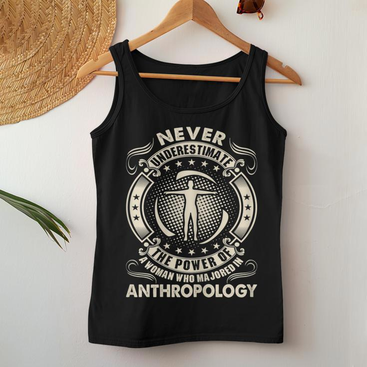 Never Underestimate Power Woman Majored Anthropology Women Tank Top Funny Gifts