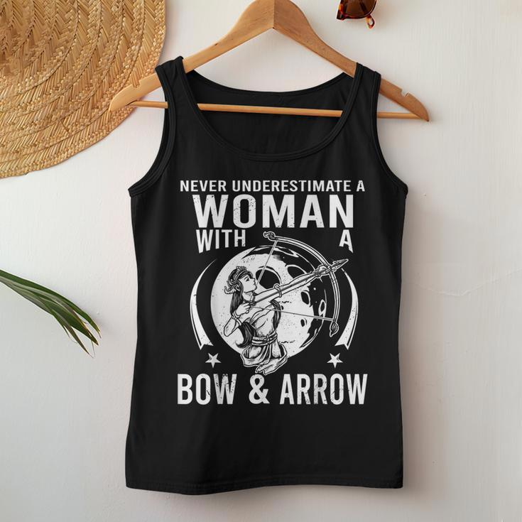 Never Underestimate A Woman With A Bow And Arrow Archery Women Tank Top Unique Gifts