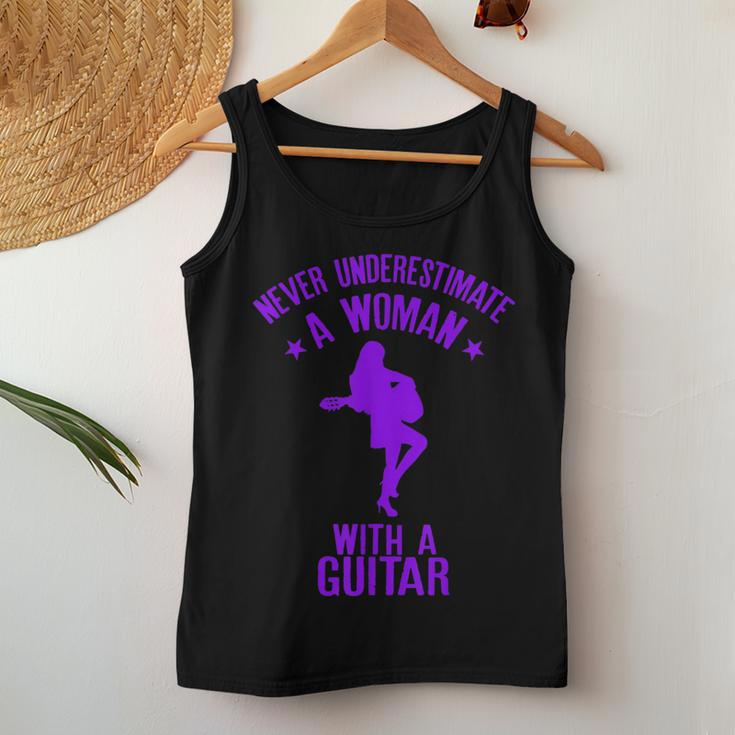 Never Underestimate A Woman With A Guitar Quote Women Tank Top Funny Gifts