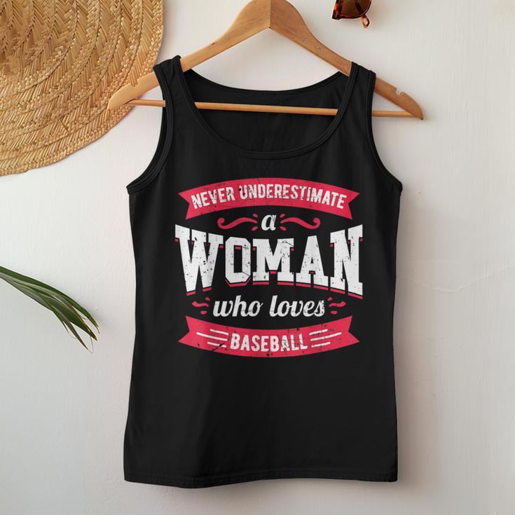 Never Underestimate A Woman Who Loves Baseball Women Tank Top Unique Gifts
