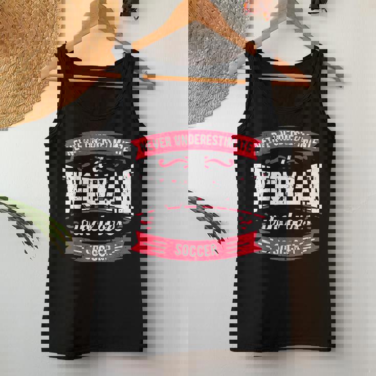 Never Underestimate A Woman Who Loves Soccer Women Tank Top Personalized Gifts