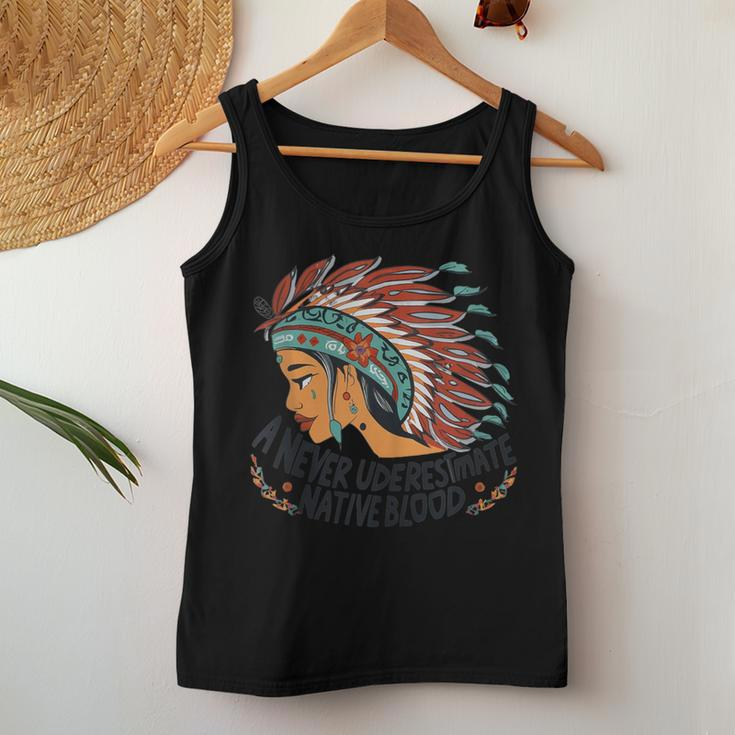 Never Underestimate A Woman With Native Blood Born Women Tank Top Unique Gifts
