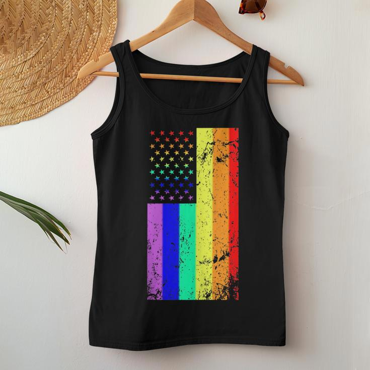 Usa Gay Pride Flag Rainbow Stars & Line Gay Lgbt 4Th Of July Women Tank Top Unique Gifts