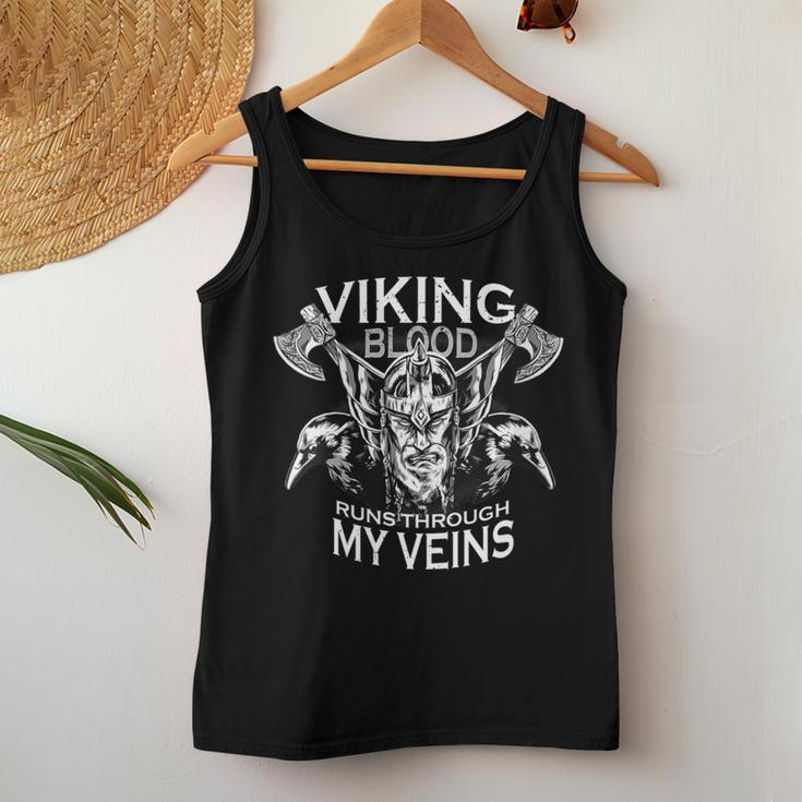 Viking Blood Runs Through My Veins Proud Viking Quote Women Tank Top Funny Gifts
