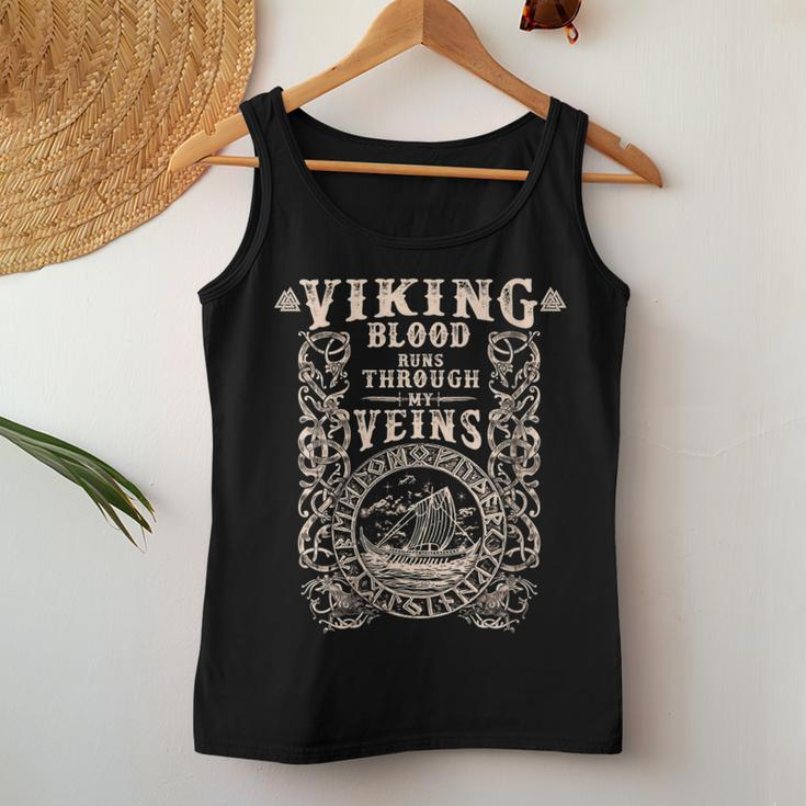 Viking Blood Runs Through My Veins Viking Ship Ringerike Women Tank Top Funny Gifts