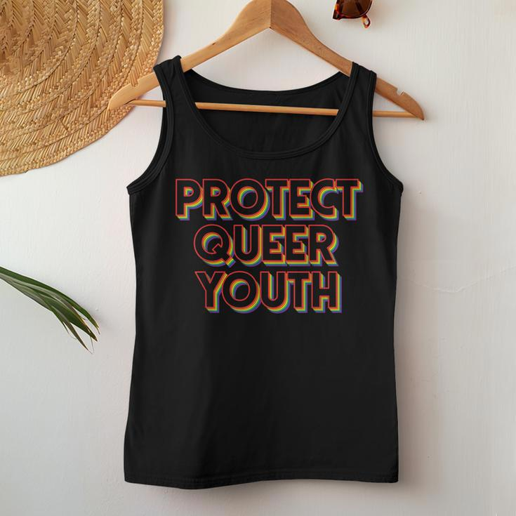 Vintage Protect Queer Youth Rainbow Lgbt Rights Pride Women Tank Top Unique Gifts