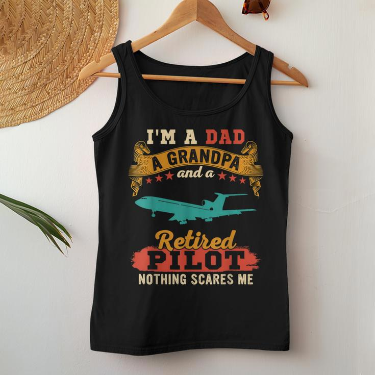 Vintage Proud I'm A Dad A Grandpa And A Retired Pilot Women Tank Top Unique Gifts