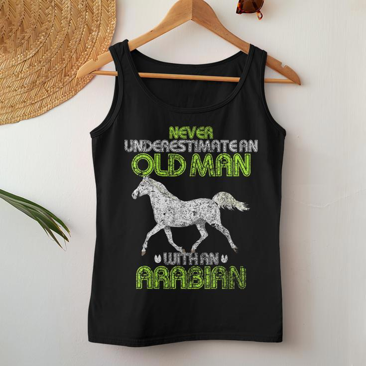 Vintage Never Underestimate An Old Man With An Arabian Horse Women Tank Top Unique Gifts