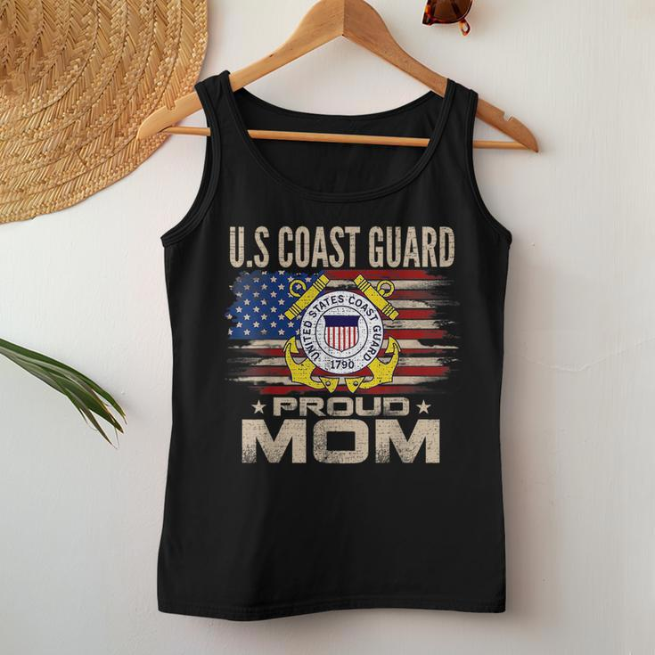 Vintage Us Coast Guard Proud Mom With American Flag For Mom Women Tank Top Unique Gifts