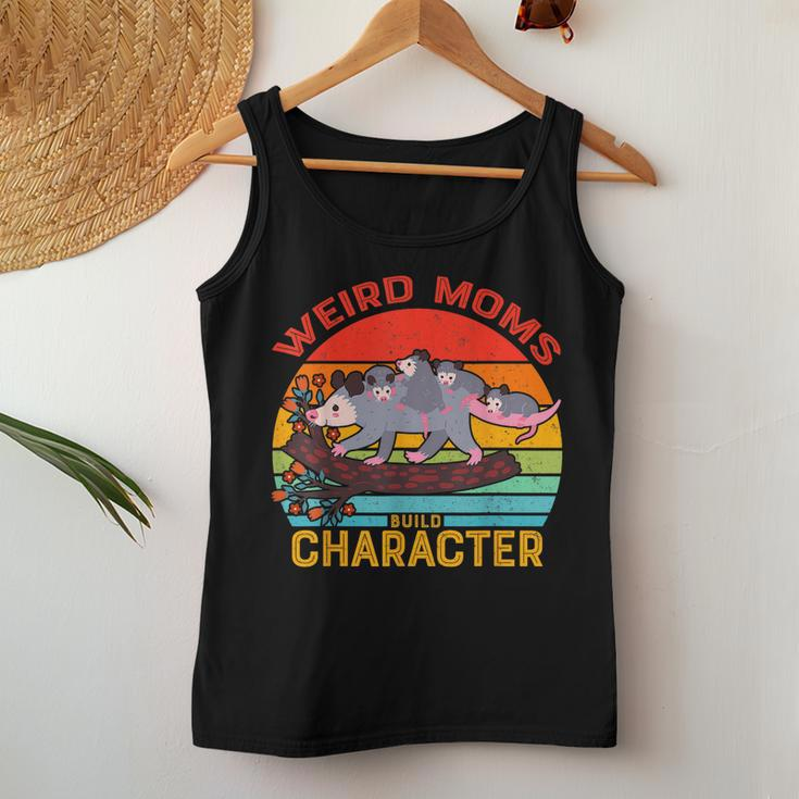 Vintage Weird Moms Build Character Opossum Mom Women Tank Top Unique Gifts