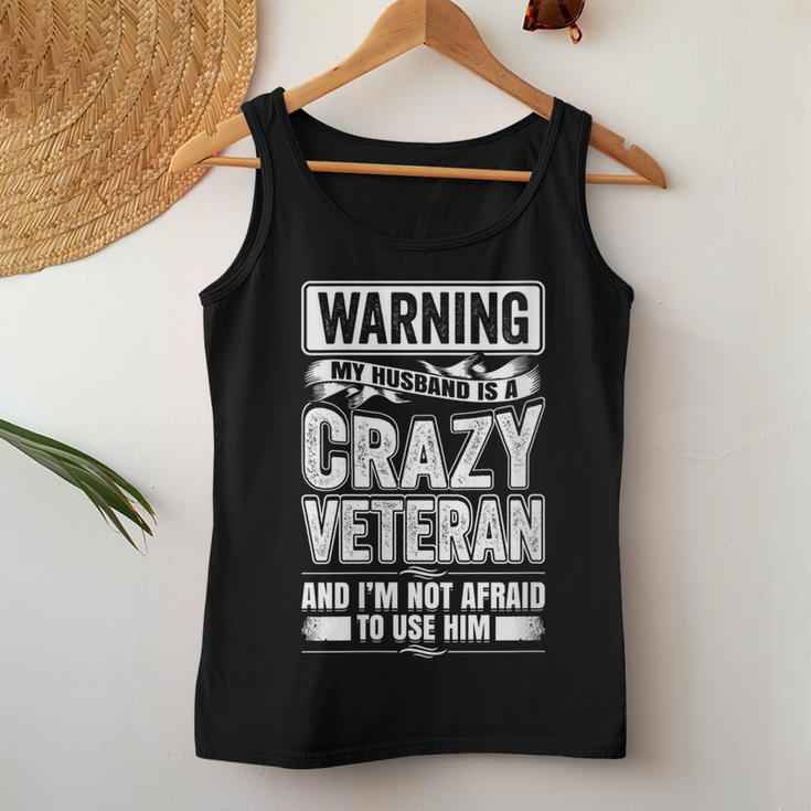 Warning My Husband Is A Crazy Veteran Veteran Women Tank Top Unique Gifts