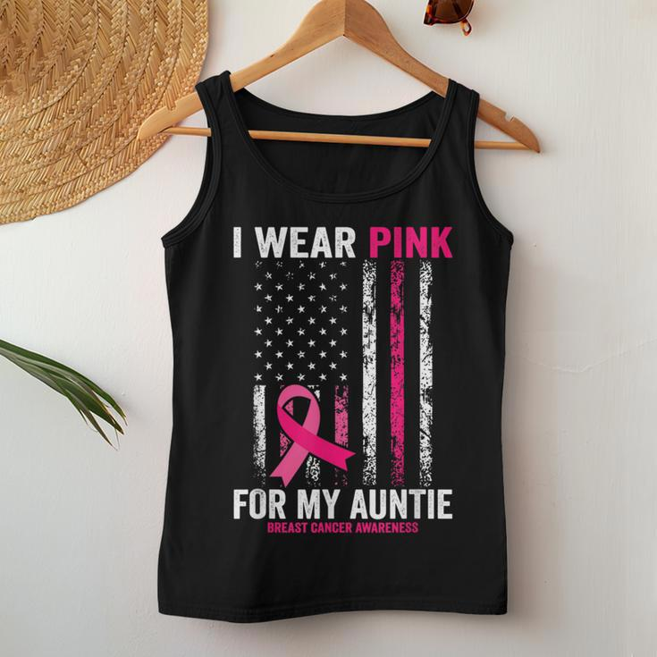 I Wear Pink For My Auntie American Flag Women Tank Top Personalized Gifts