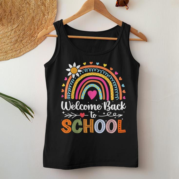 Welcome Back To School First Day Of School Rainbow Teacher Women Tank Top Funny Gifts