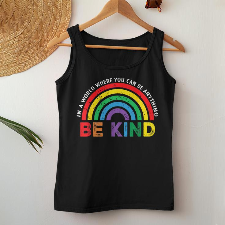 In A World Where You Can Be Anything Be Kind Gay Pride Lgbt Women Tank Top Unique Gifts